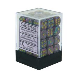 Chessex Dice D6 Set 12mm - Festive Mosaic with yellow pips (36x) (English; NM)