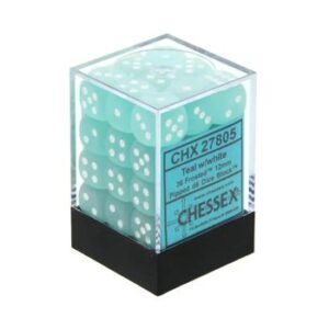 Chessex Dice D6 Set 12mm - Frosted Teal with white pips (36x) (English; NM)